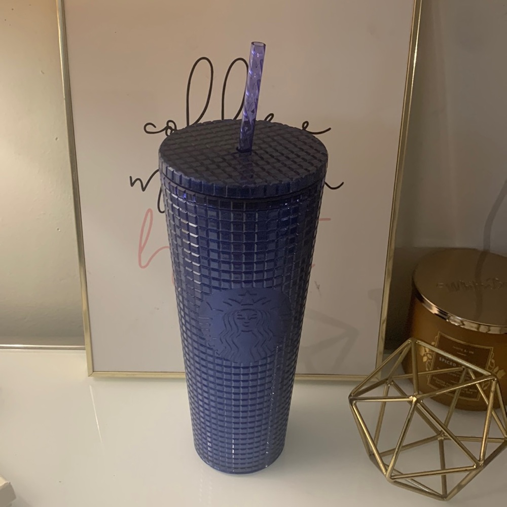 Starbucks 2023 Blueberry Glitter Grid 24oz Cold Cup